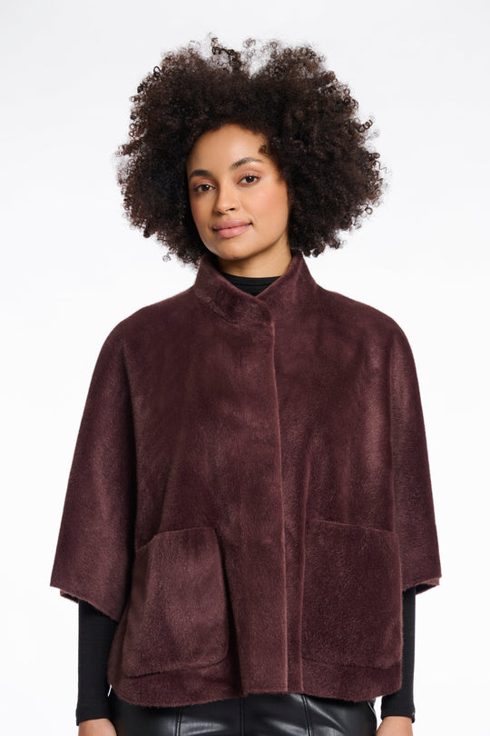 Fake Fur Jacke in Bordeaux von Rino & Pelle_grossen Grössen_DE BOER plus Luzern_1