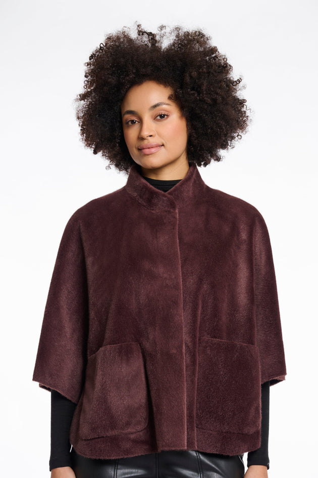 Fake Fur Jacke in Bordeaux von Rino & Pelle_grossen Grössen_DE BOER plus Luzern_1