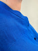 köngisblaue Leinenbluse mit Stehkragen von Elena Mirò_grosse Grössen_DE BOER plus Luzern