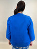 köngisblaue Leinenbluse mit Stehkragen von Elena Mirò_grosse Grössen_DE BOER plus Luzern