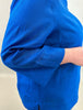 köngisblaue Leinenbluse mit Stehkragen von Elena Mirò_grosse Grössen_DE BOER plus Luzern