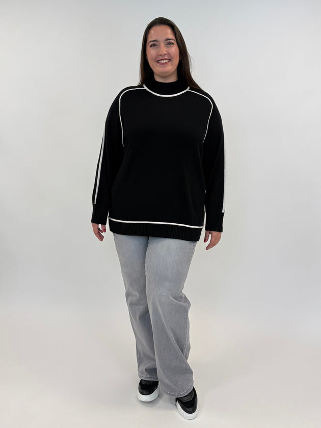 Stehkragen-Rollkragenpullover mit Ziernähten von Elena Mirò_grossen Grössen_DE BOER plus_5