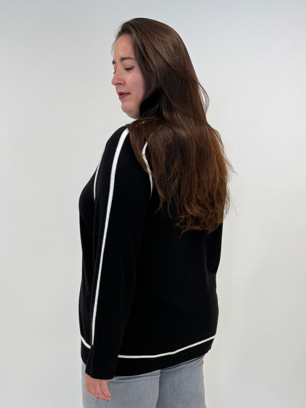 Stehkragen-Rollkragenpullover mit Ziernähten von Elena Mirò_grossen Grössen_DE BOER plus_2