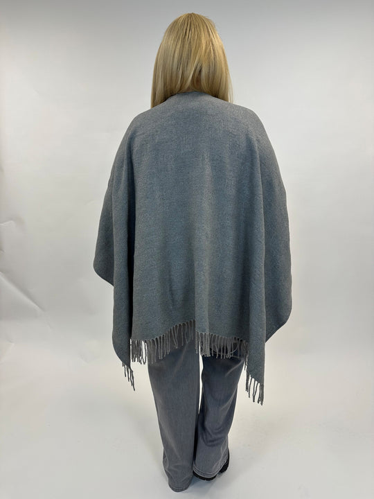 Wollcape in Grau von Elena Mirò_grosse Grössen_DE BOER plus Luzern_6