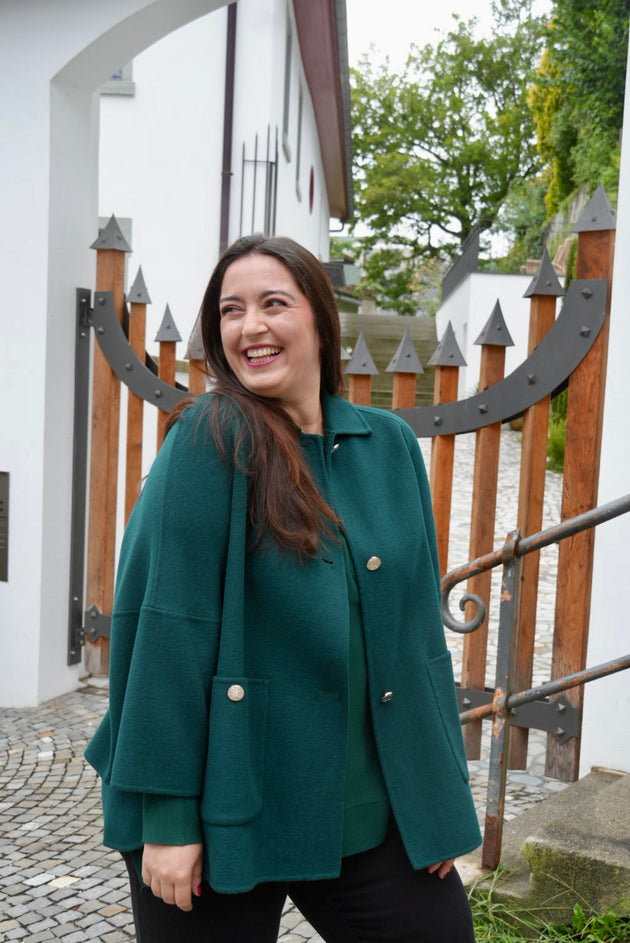 Doubleface Jacke in Petrol von Elena Mirò_grossen Grössen_DE BOER plus Luzern_1