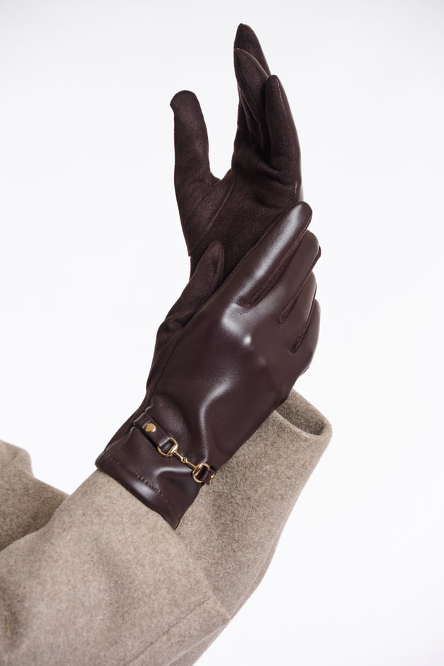 Handschuhe in Schwarz mit Stretch Innenseite und Vorderseite in Leder mit Trensendetail von Rino & Pelle_grossen Grössen_DE BOER plus Luzern_2