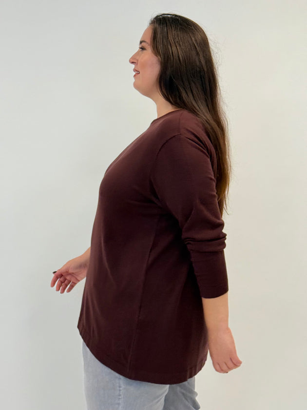 Basic Pullover mit Ziernaht in Bordeaux von Mat Fashion_grossen Grössen_DE BOER plus_2
