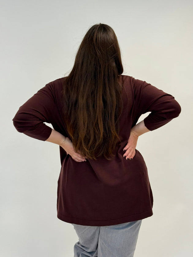 Basic Pullover mit Ziernaht in Bordeaux von Mat Fashion_grossen Grössen_DE BOER plus_3