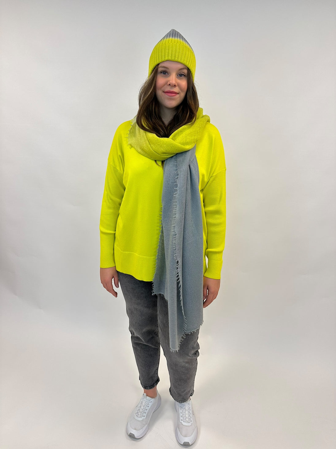 Mütze gelb/grau degradee von Muleta Cashmere - DE BOER plus 