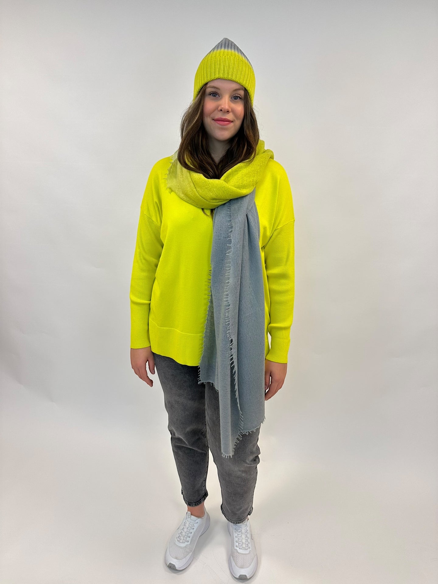 Mütze gelb/grau degradee von Muleta Cashmere - DE BOER plus 