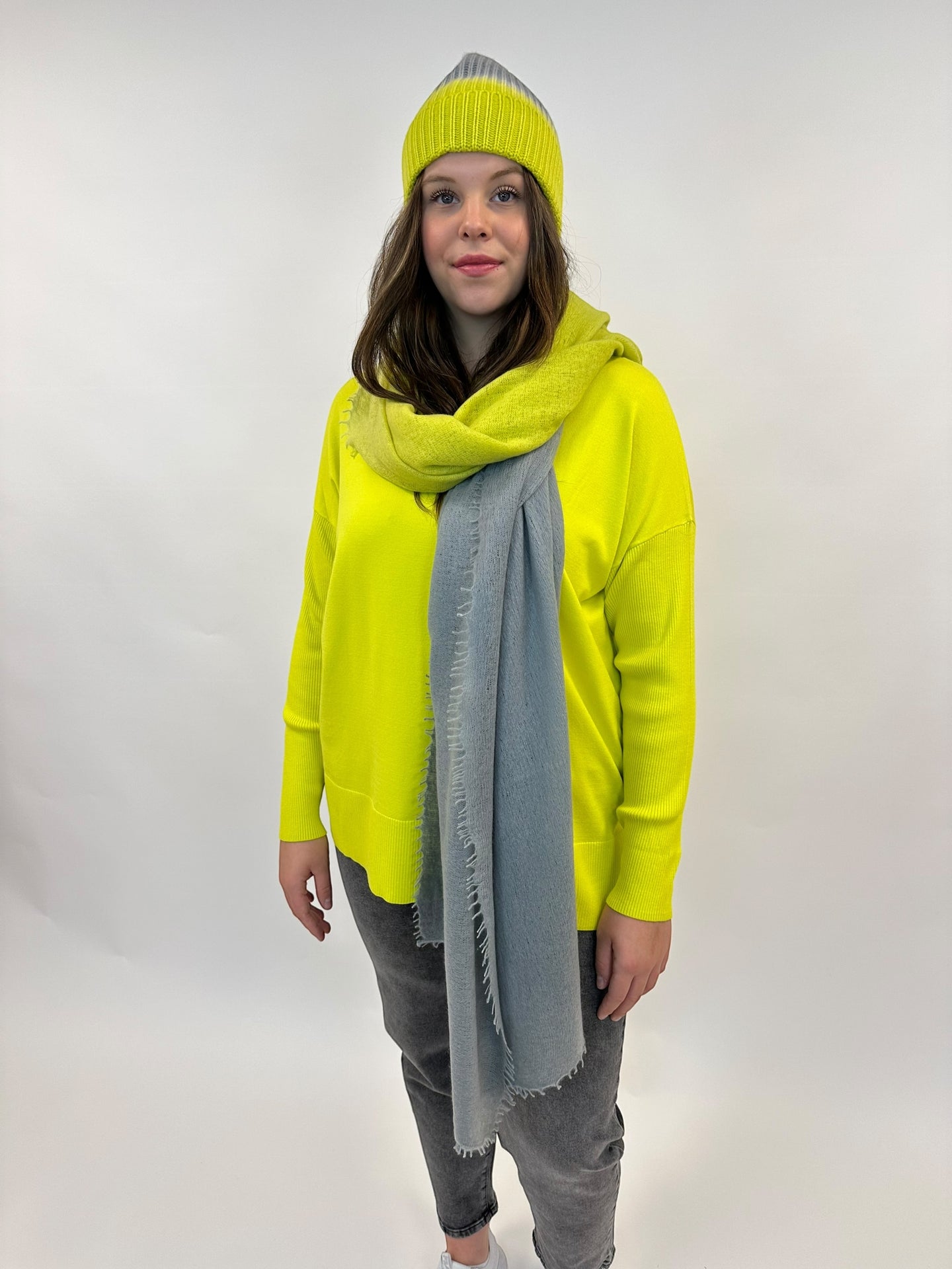 Mütze gelb/grau degradee von Muleta Cashmere - DE BOER plus 