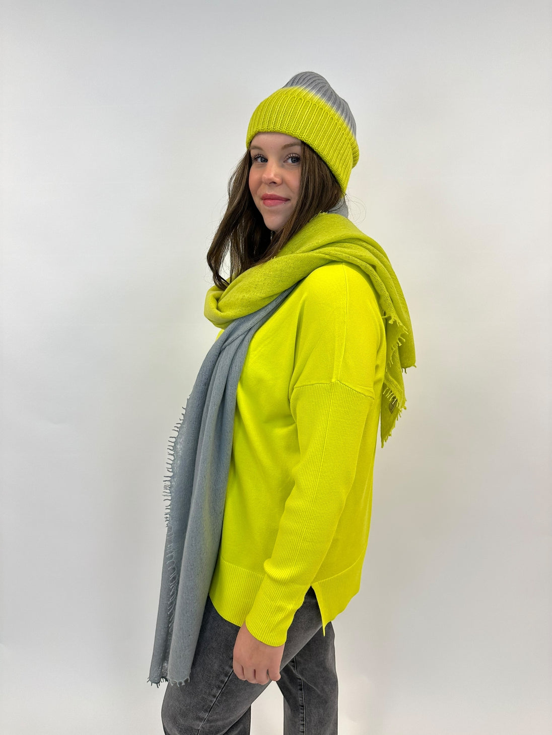 Mütze gelb/grau degradee von Muleta Cashmere - DE BOER plus 