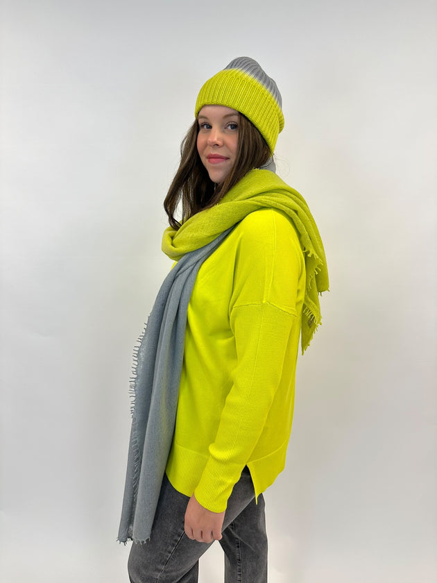 Mütze gelb/grau degradee von Muleta Cashmere - DE BOER plus 