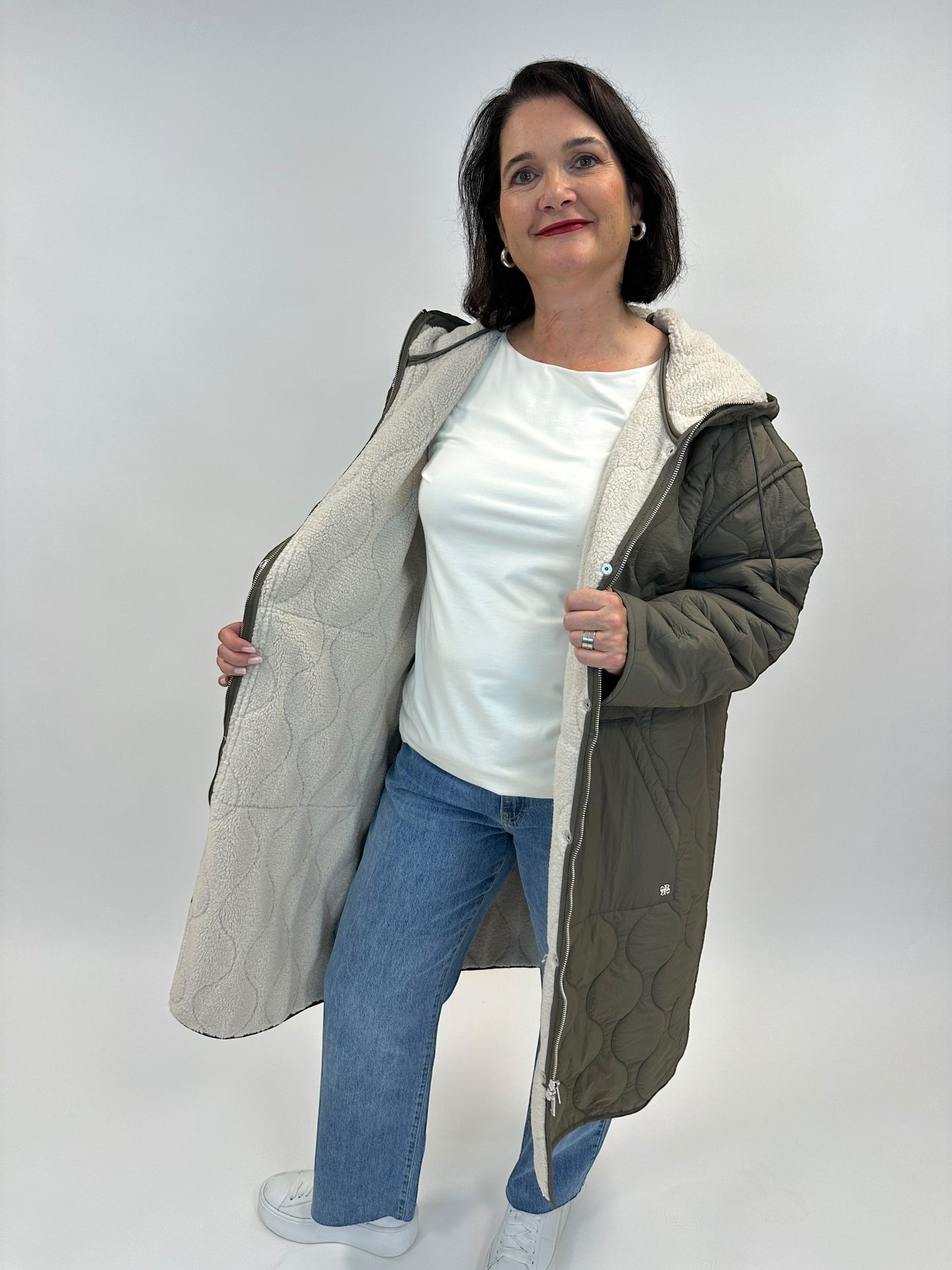 Parka mit Fun Fur Futter in Olive von Rino&Pelle - grosse Grössen - DE BOER plus Luzern
