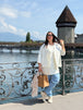 Blazer von White Label by Rofe mit T-Shirt von Thylie und Jeans von Raphaela by Brax, Schal von Hemisphere Cashmere und Tasche Pack Easy_DE BOER plus Luzern_1