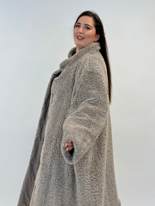 Fake Fur reversibler Mantel in Taupe von White Label by Rofa_grosse Grössen_DE BOER plus Luzern_3