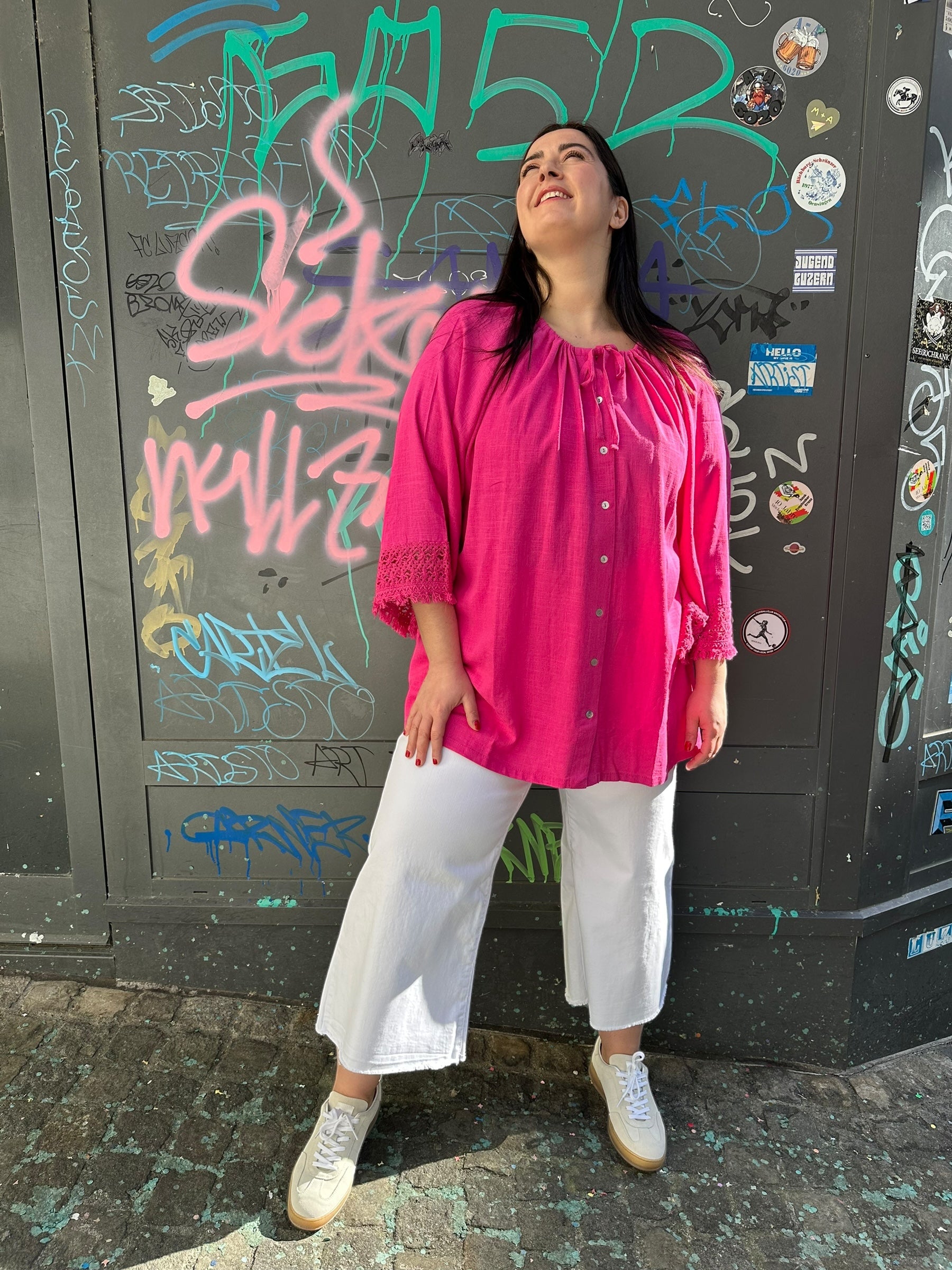 Viskose Bluse von Yoek Fashion mit Culotte Hose von Mat Fashion_grosse Grössen_DE BOER plus