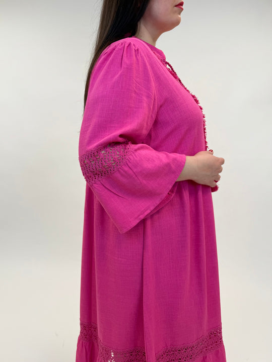 langes Sommerkleid in Pink von Yoek Fashion_grosse Grössen_DE BOER plus Luzern_8