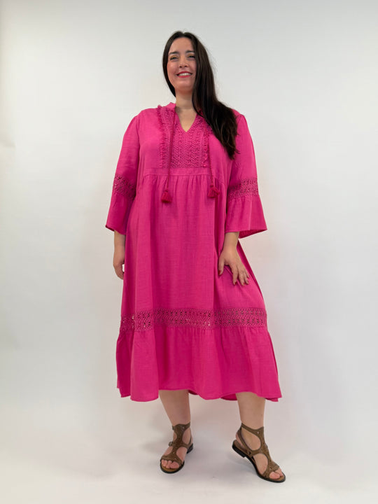 langes Sommerkleid in Pink von Yoek Fashion_grosse Grössen_DE BOER plus Luzern_3
