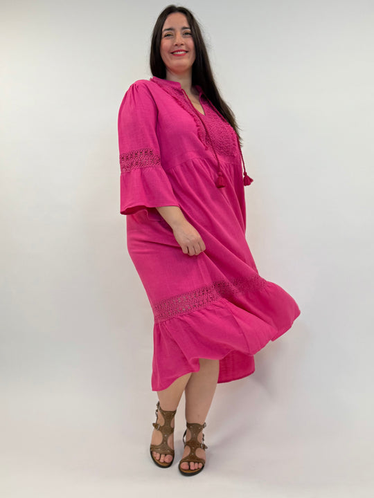 langes Sommerkleid in Pink von Yoek Fashion_grosse Grössen_DE BOER plus Luzern_4