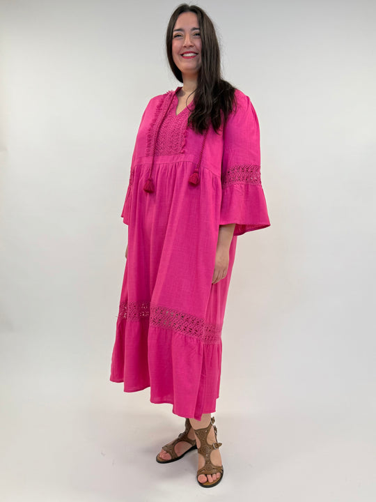 langes Sommerkleid in Pink von Yoek Fashion_grosse Grössen_DE BOER plus Luzern_5