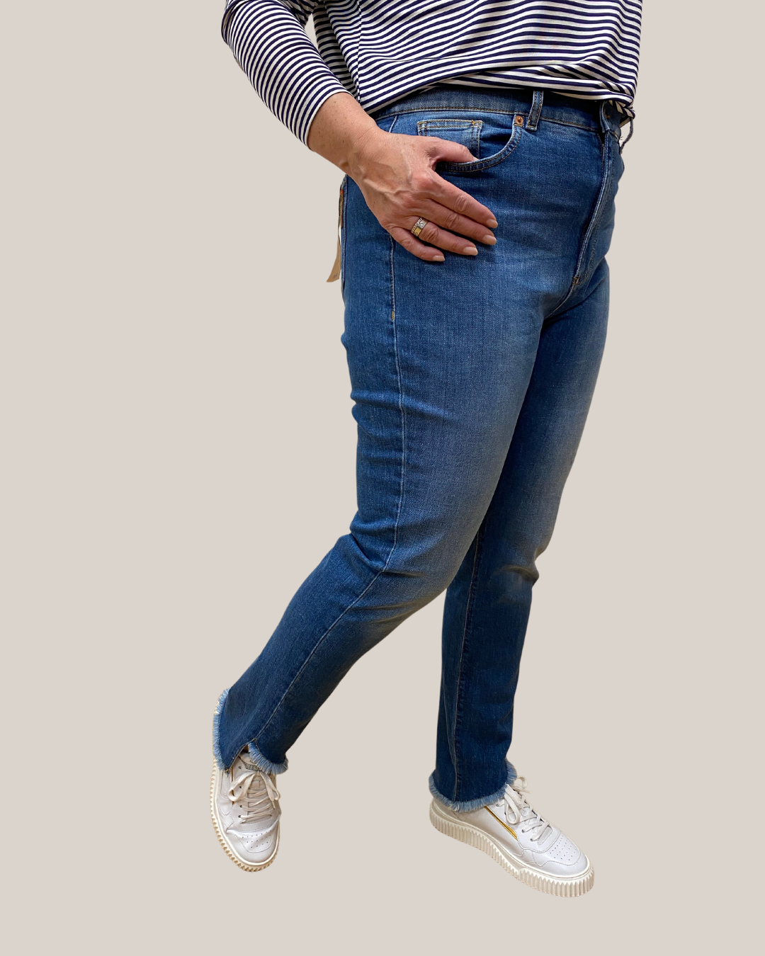 schmale verwaschene ausgefranste Jeans von Marina Rinaldi - grosse Grössen - deboerplus