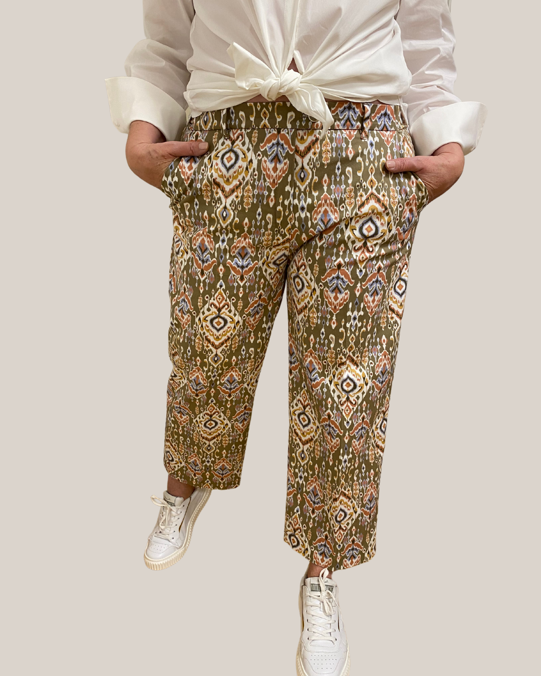 gemusterte Culotte-Hose mit Fantasie-Print von Raphaela by Brax - grosse Grössen - deboerplus 