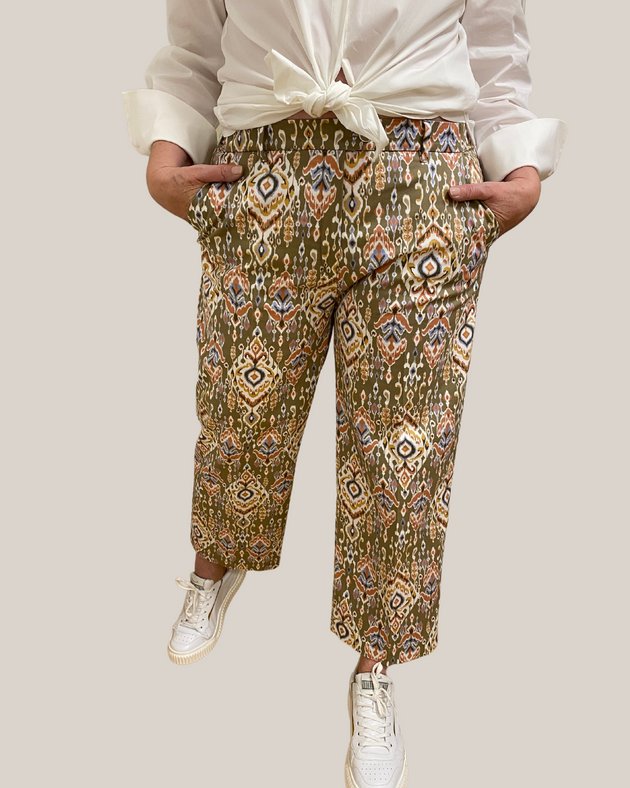 gemusterte Culotte-Hose mit Fantasie-Print von Raphaela by Brax - grosse Grössen - deboerplus 
